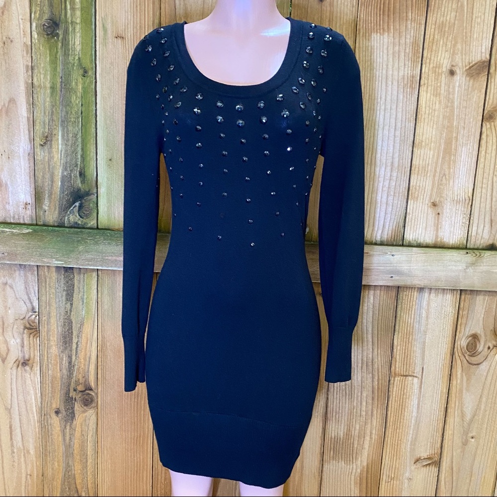 Bisou Bisou Bead Embellished Sweater Dress EUC